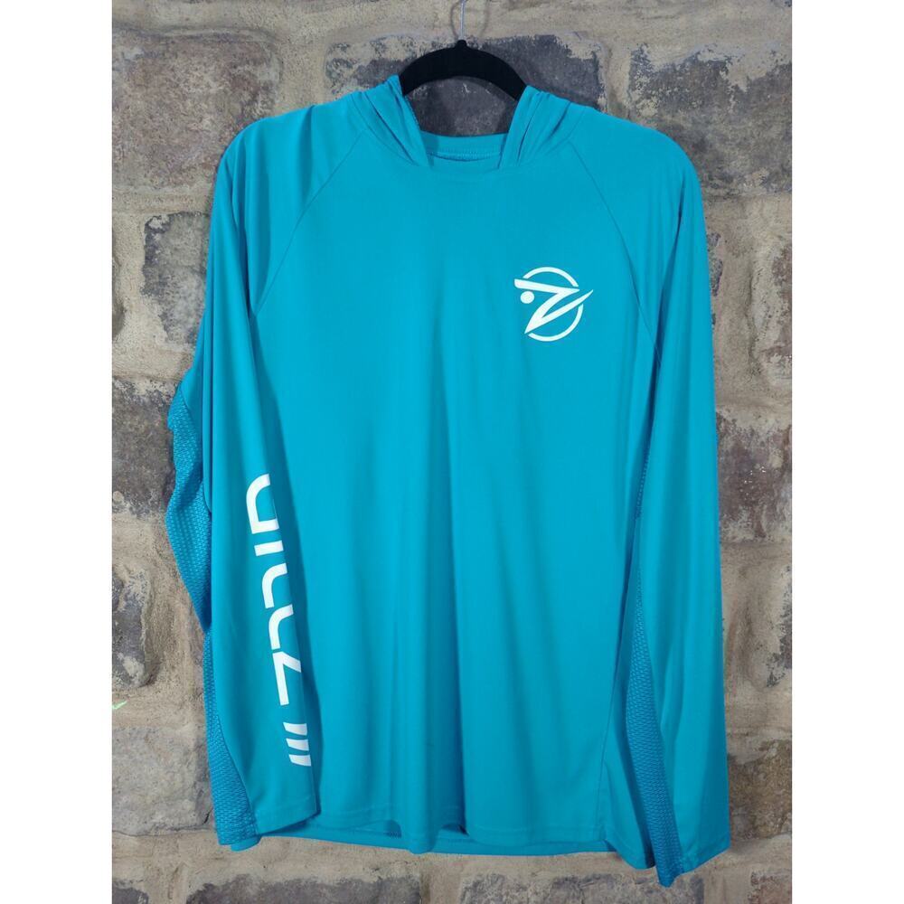 Gillz Tournament Hoodie V2 Top Men's Teal Blue Lightweight Vented Angler Fishing